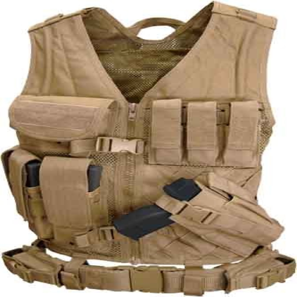 CHALECO TACTICO MULTIBOLSILLOS EN CORDURA CON FUNDA DE ARMA UNIVERSAL Y SISTEMA MOLLE