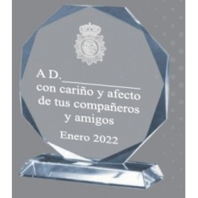 Metopa Cristal Octogonal y grabado laser Metopa Cristal Octogonal y grabado laser