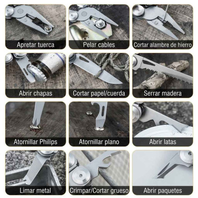 HERRAMIENTA MULTIUSOS ACERO 420 HC 19 UTILIDADES+PUNTAS DE DESTORNILLADOR
